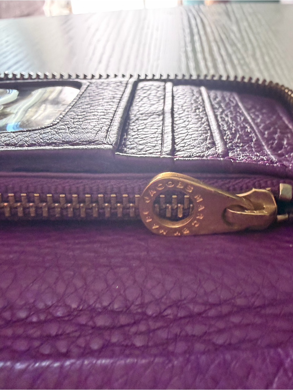 Marc by Marc Jacobs Purple Pebbled Leather Wallet with Gold Plaque - Picture 13 of 14